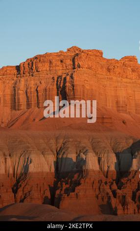 Stone Cliffs at dawn, Wild Horse Butte,  5,760-foot elevation Goblin Valley State Park, in Emery County, Utah Stock Photo
