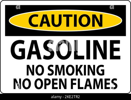 Caution Sign Gasoline ,No Smoking, No Open Flames Stock Vector