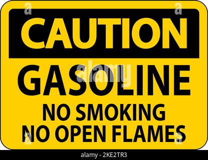 Caution Sign Gasoline ,No Smoking, No Open Flames Stock Vector