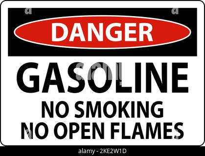 Danger Sign Gasoline ,No Smoking, No Open Flames Stock Vector