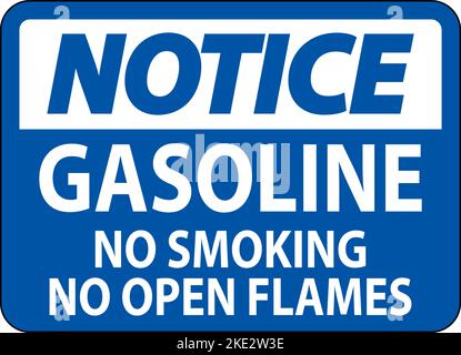 Notice Sign Gasoline ,No Smoking, No Open Flames Stock Vector