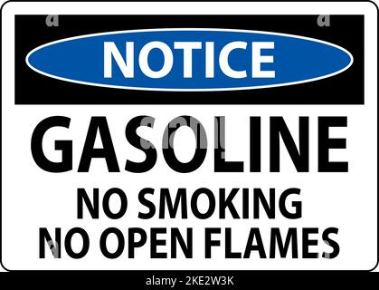 Notice Sign Gasoline ,No Smoking, No Open Flames Stock Vector