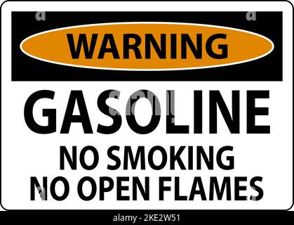 Warning Sign Gasoline ,No Smoking, No Open Flames Stock Vector