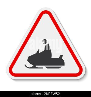 Snowmobile Crossing Sign On White Background Stock Vector