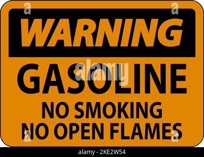 Warning Sign Gasoline ,No Smoking, No Open Flames Stock Vector