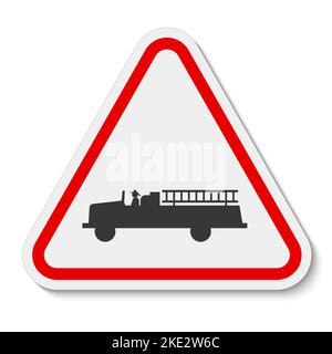 Emergency Vehicle Crossing Sign On White Background Stock Vector