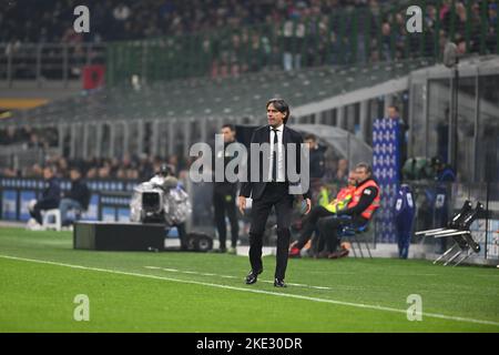 Milan, Italy. 09th Nov, 2022. Coach Simone Inzaghi Inter Fc during the Italian Serie A tootball match between Inter FC Internazionale and Bologna Fc on 16 of October 2022 at Giuseppe Meazza San Siro Siro stadium in Milan, Italy. Photo Tiziano Ballabio Credit: Independent Photo Agency/Alamy Live News Stock Photo