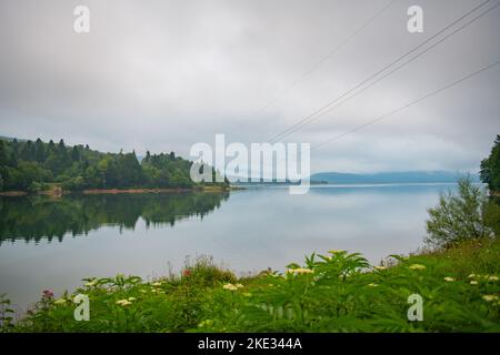 in the morning, a beautiful view of the Shaor reservoir in Georgia Stock Photo