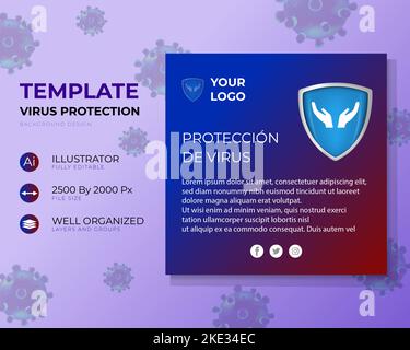 Virus banner, germs protection poster template, global virus spread and concept of stopping germs. Stock Vector