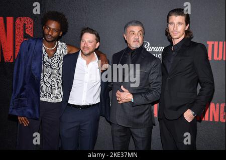 (L-R) Jay Will, EP Branden Aftergood, Sylvester Stallone and Garrett