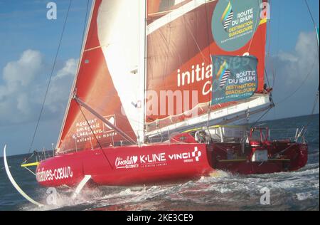 IMOCA INITIATIVES COEUR Skipper Samantha Davies during the Route du Rhum-Destination Guadeloupe 2022, solo transatlantic race, Saint-Malo - Guadeloupe (6,562 kilometres) on November 9, 2022 in Saint-Malo, France - Photo Laurent Lairys / DPPI Stock Photo