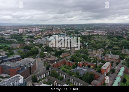 File photo dated 29/07/20 of an aerial view of Glasgow. House prices are continuing to rise although there is less demand in the market, a new survey has found. The Royal Institution of Chartered Surveyors (Rics) residential market study for October highlights how the Scottish housing market has continued to weaken. Issue date: Thursday November 10, 2022. Stock Photo