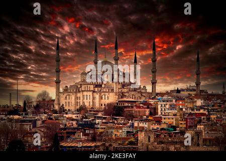 Turkey Istanbul,  Sultan Ahmet  Camil Mosque - Blue Mosque Stock Photo