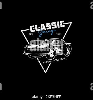 Classic car Garage Logo vector, repair and modification automotive logo template with rustic, vintage, retro style Stock Vector