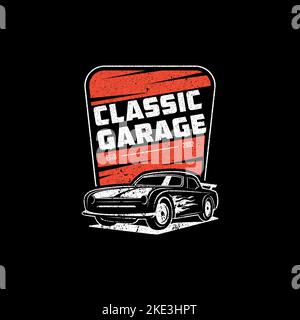 Classic automotive Garage Logo vector, car repair and modification logo template with rustic, vintage, retro style Stock Vector