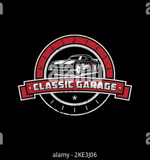 Classic Garage repair Logo vector, automotive modification logo template with rustic, vintage, retro style Stock Vector