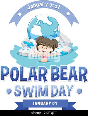 Polar Bear Swim Day Banner Design illustration Stock Vector