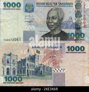 Central Bank of Tanzania 1000 Shilling Banknote, Dodoma 2003 Stock Photo