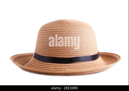 Summer panama straw hat isolated on white background, cut out Stock Photo