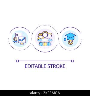 Public education benefits loop concept icon Stock Vector