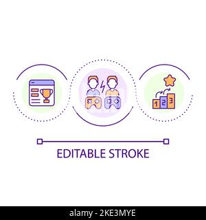 Competition in cybersport loop concept icon Stock Vector