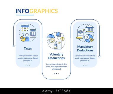 Payroll deductions types rectangle infographic template Stock Vector