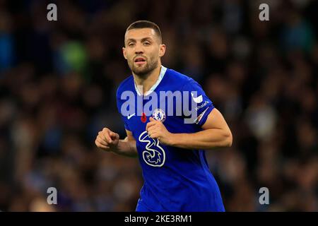 Manchester, UK. 09th Nov, 2022. Mateo Kovacic #8 of Chelsea during the Carabao Cup Third Round match Manchester City vs Chelsea at Etihad Stadium, Manchester, United Kingdom, 9th November 2022 (Photo by Conor Molloy/News Images) in Manchester, United Kingdom on 11/9/2022. (Photo by Conor Molloy/News Images/Sipa USA) Credit: Sipa USA/Alamy Live News Stock Photo