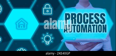 Sign displaying Process Automation. Business idea the use of technology to automate business actions Stock Photo