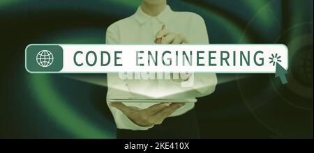 Hand writing sign Code Engineering. Internet Concept application of engineering to the development of software Stock Photo