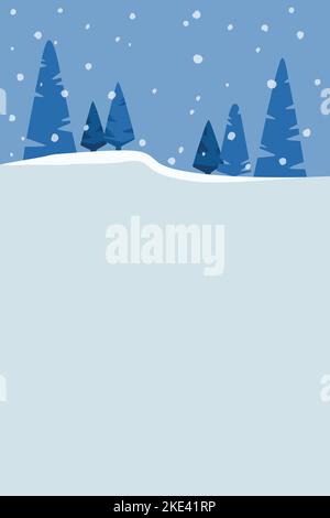 Winter Landscape with Conifer Trees at Horizon Stock Vector