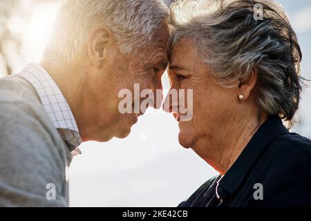 I only want to spend my life with you. a happy senior couple spending time together outdoors. Stock Photo