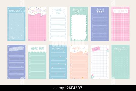 planner, note paper, to do list, stickers  Stock Vector