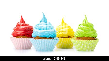 Colorful cupcakes isolated on white background Stock Photo