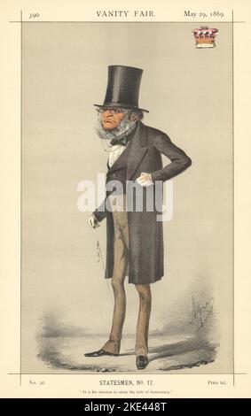 VANITY FAIR SPY CARTOON Earl of Derby 'It is his mission to stem the tide…' 1869 Stock Photo