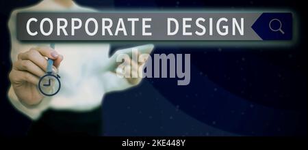 Conceptual caption Corporate Design. Business showcase official graphical design of the logo and name of a company Stock Photo