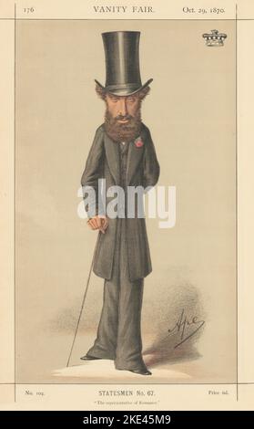 VANITY FAIR SPY CARTOON Lord Lytton 'The representative of Romance'. Ape 1870 Stock Photo
