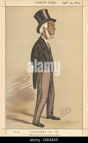 VANITY FAIR SPY CARTOON Thomas Headlam 'Has kept his seat for six-and…' 1873 Stock Photo