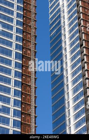 A vertical shot of multi-story office buildings Stock Photo
