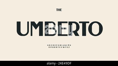 Contrast modern font, gentle modernism typeset, classic sans serif alphabet, retro minimalism letters, vintage humanist typeface for elegant monogram Stock Vector