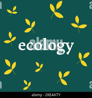 yellow leaves on a green background, ecology Stock Vector
