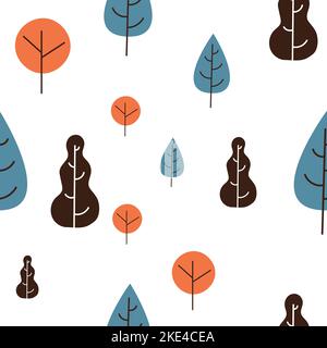 seamless pattern trees on a white background Stock Vector