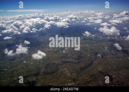 Leon Guanajuato aerial panorama landscape from airplane mexico mountains Stock Photo