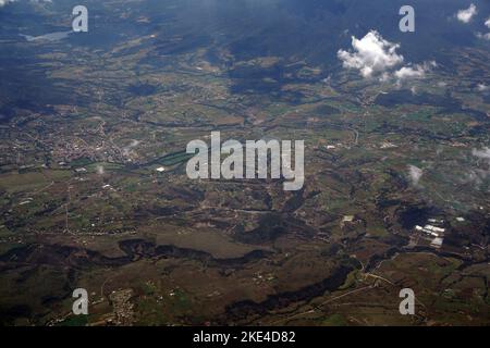 Leon Guanajuato aerial panorama landscape from airplane mexico mountains Stock Photo