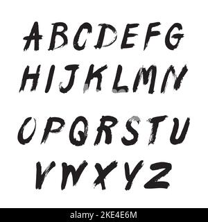 Alphabet written with a brush on a white background. Easy editable layered vector illustration. Stock Vector