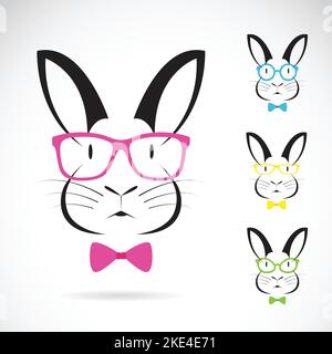Vector image of a rabbits wear glasses on white background. Easy editable layered vector illustration. Wild Animals. Stock Vector