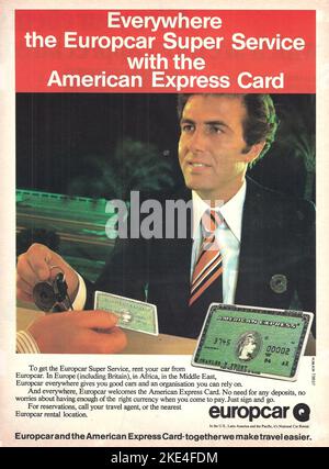 American Express card, magazine advertisement Europcar Super Service with the American Express Card Stock Photo