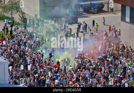 Large group of Swedish students (Studenten) celebrating their graduation, Upplands Vasby, Stockholm, Sweden Stock Photo