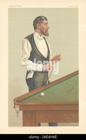VANITY FAIR SPY CARTOON John Roberts Jr 'The champion Roberts' Billiards 1885 Stock Photo