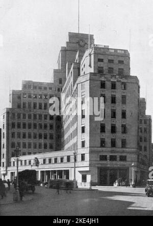 55 Broadway, Westminster, London, c1929. Upon completion 55 Broadway was the tallest office block in the city. It was designed by Charles Holden and built between 1927 and 1929 as a new headquarters for the Underground Electric Railways Company of London (UERL), the main forerunner of London Underground. Stock Photo