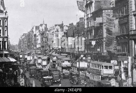 Oxford Street, London, c1940. A view of Oxford Street. By the 1930s Oxford Street was nearly totally retail and was one of central London's busiest thoroughfares.